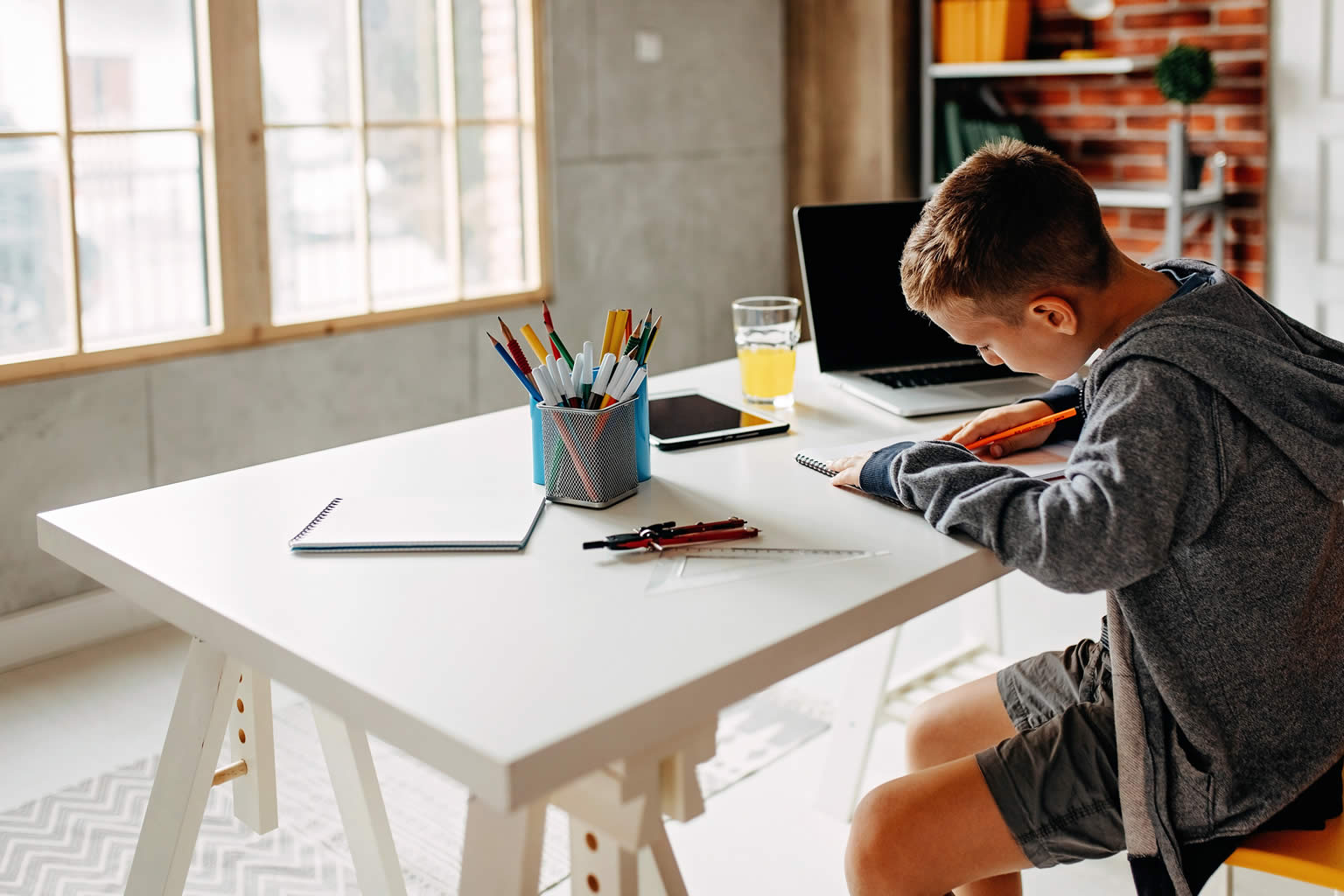 Home School Student at Desk